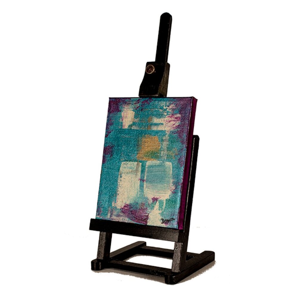 Original Acrylic Painting w/Easel "Caribbean Blue I" by Dawn M. Wayand Desk Art